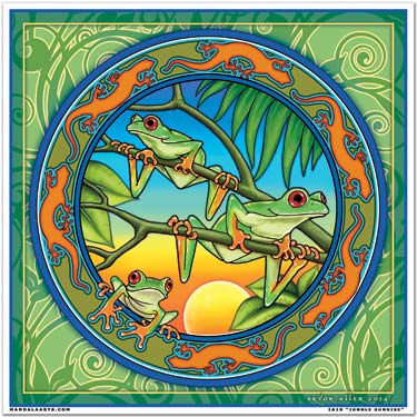 Jungle Sunrise Illumination Art Sticker by Bryon Allen of Mandala Arts