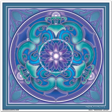 Nouveau Lotus Illumination Art Sticker by Bryon Allen of Mandala Arts