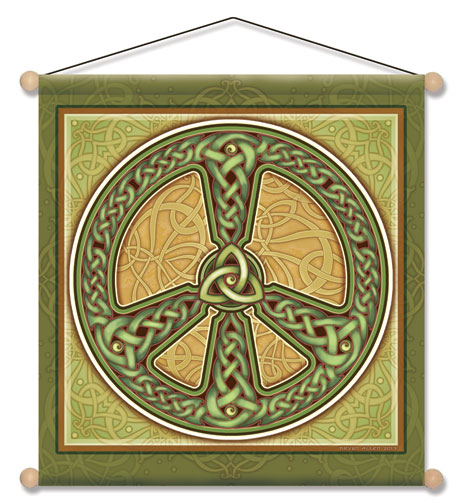 Mandala Arts Celtic Peace Temple Banner - TB 12