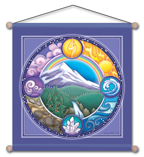 Mandala Arts Rainbow Mountain Temple Banner TB 07