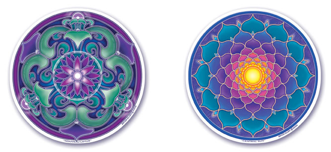 Nouveau Lotus and Central Sun Window Stickers