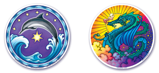 Dolphin Dance and Dragon Fire Window Stickers