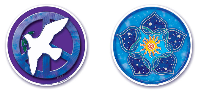 Peace Dove and Solar Lotus Window Stickers