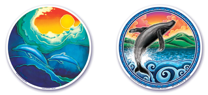 Dolphin Sun and Awesome Spirit Window Stickers