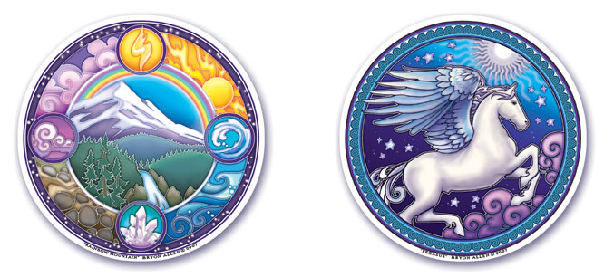 Rainbow Mountain and Pegasus Window Stickers